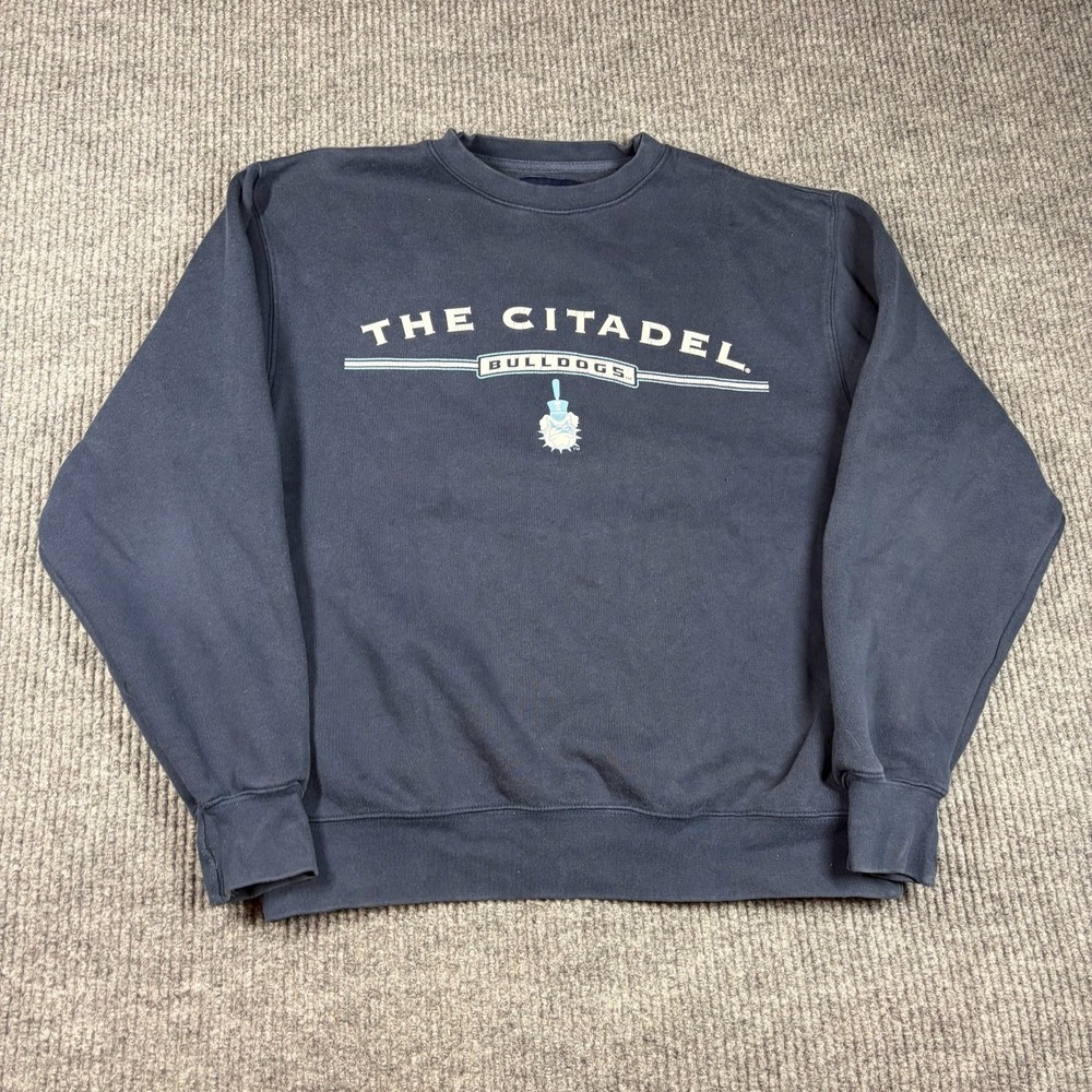 Vintage Jansport Sweatshirt Mens Medium Blue The Citadel Bulldogs Football‎ NCAA